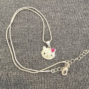 Hello Kitty Silver Necklace with Pink Flower
